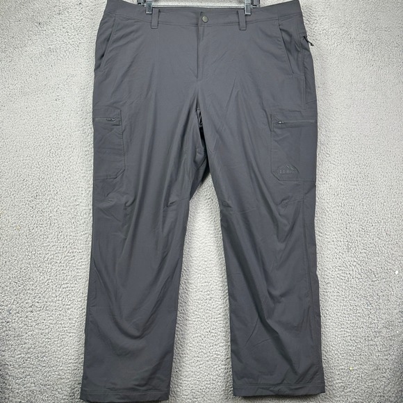 L.L. Bean Men Gray 42X30 Pants Cargo Gray Fleece Lined Pocket Hiking Outdoor EUC